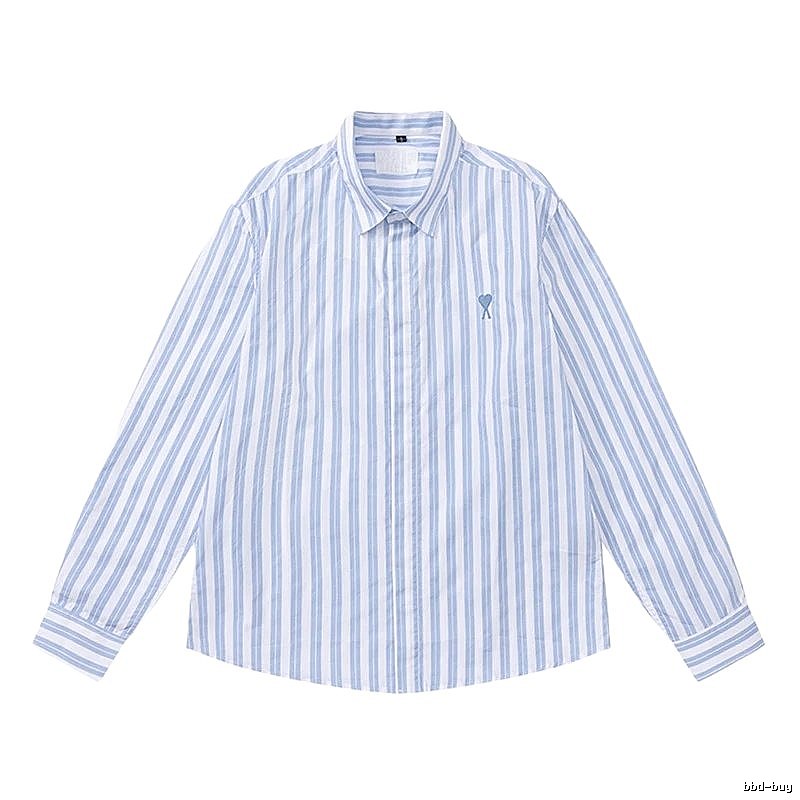 AMI Stripe Simple Blue Shirt