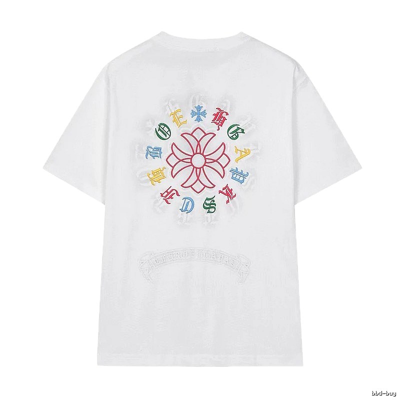 Chrome Hearts Colorful Embroidered Street Style White T-Shirt