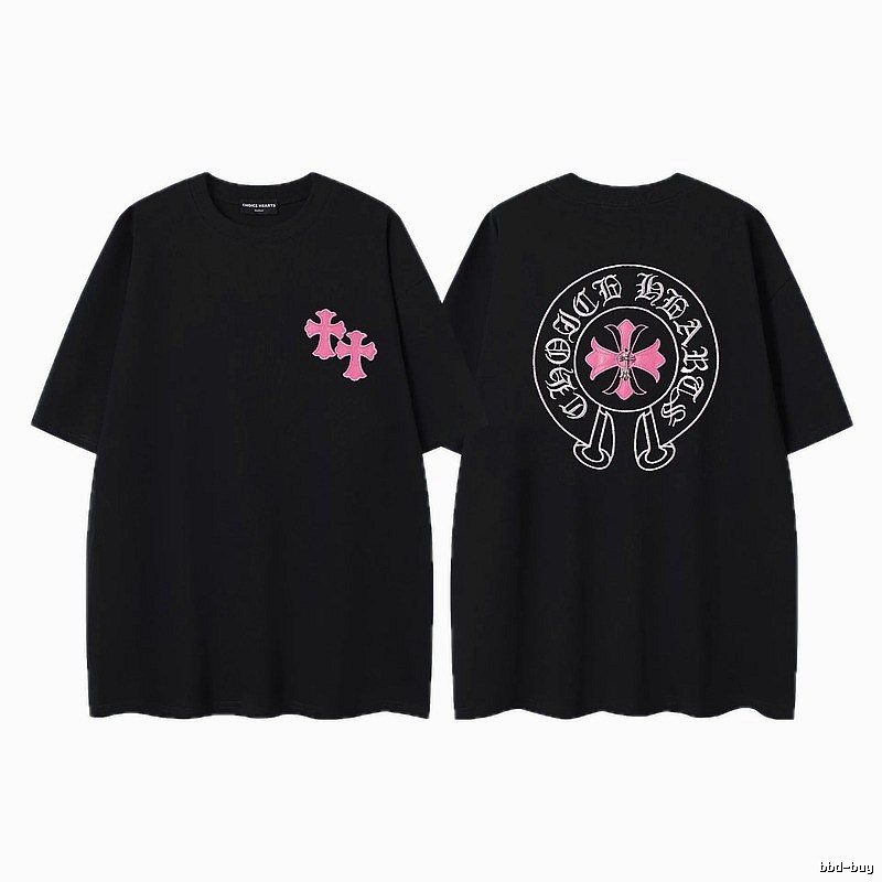 Chrome Hearts Cross Embroidered Street-style Black T-Shirt