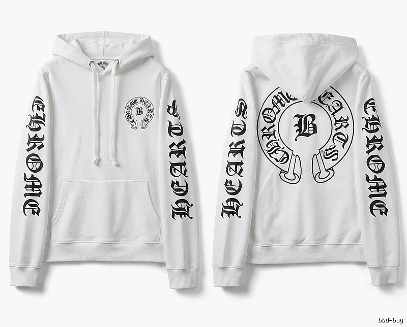 Chrome Hearts Gothic-style white hoodie