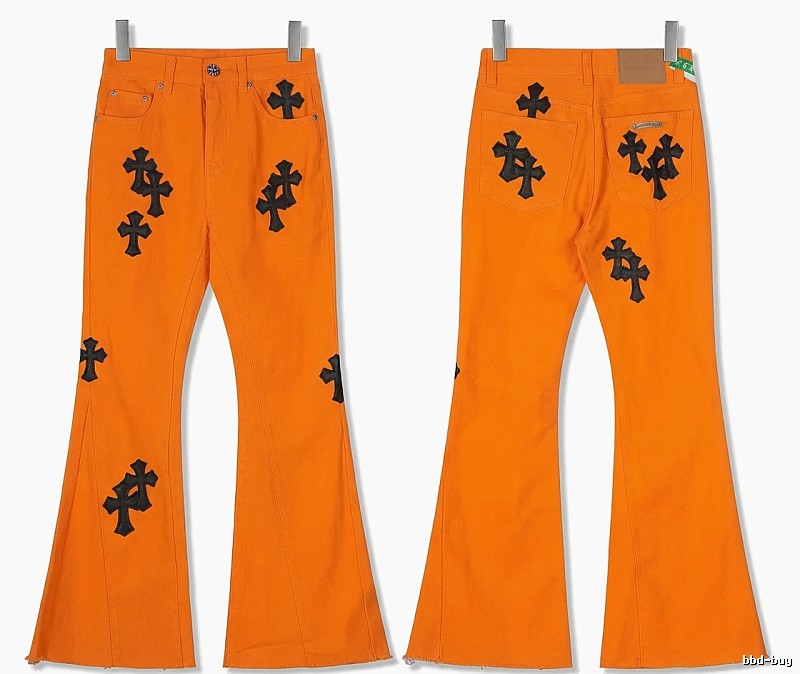 Chrome Hearts Orange and Black Flared Pants