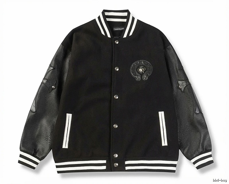 Chrome Hearts retro-style black baseball uniform.