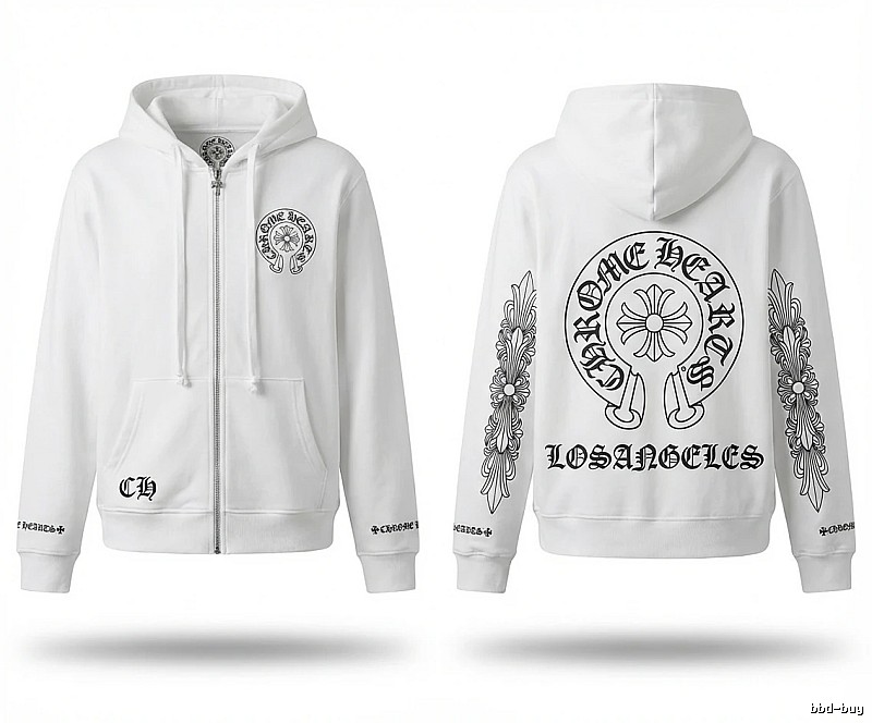 Chrome Hearts Retro Style White Hoodie