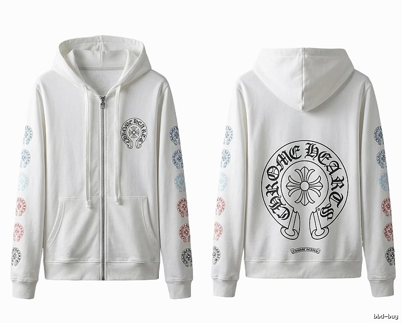 Chrome Hearts White Hoodie with Horseshoe Print Style