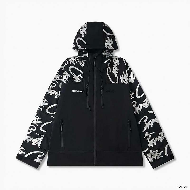 Corteiz trendy black and white coat