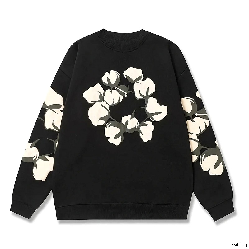DENIM TEARS Cotton Printed Black Sweatshirt