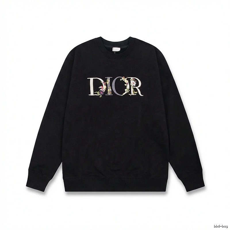 Dior Floral Alphabet Style Black Sweatshirt