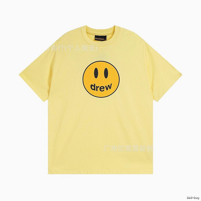 DREW Smiley Face Series Street Style Light Yellow T-shirt