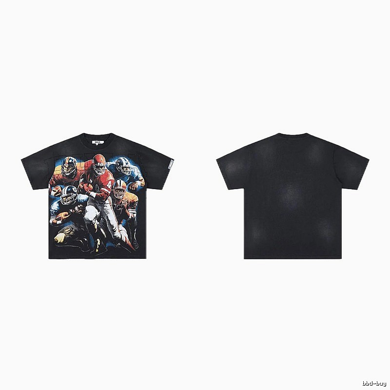 DUAA Rugby Print Retro Black T-Shirt