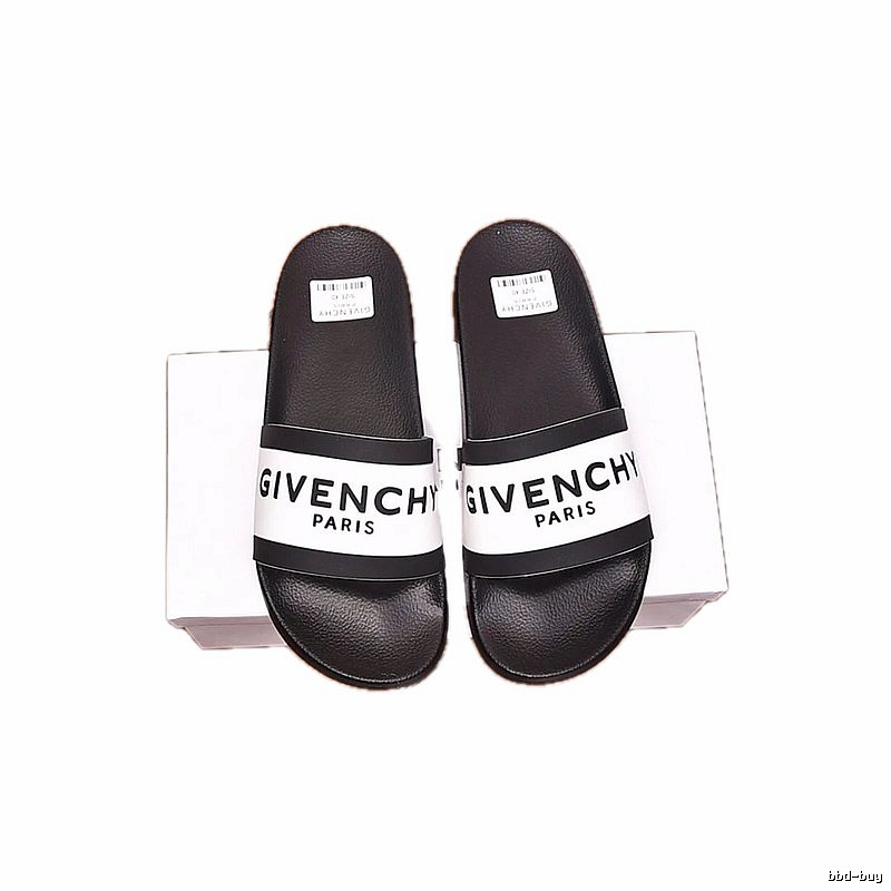 Givenchy Letter Printed Streetwear-style Black and White Slides