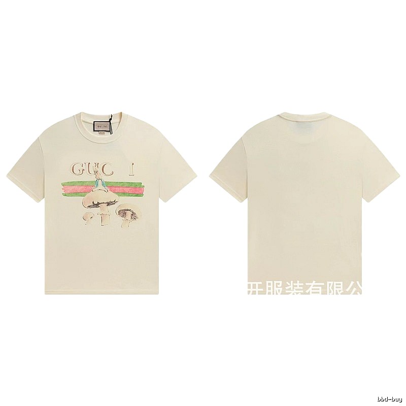 Gucci Co-branded Retro Style Off-white Printed T-Shirt