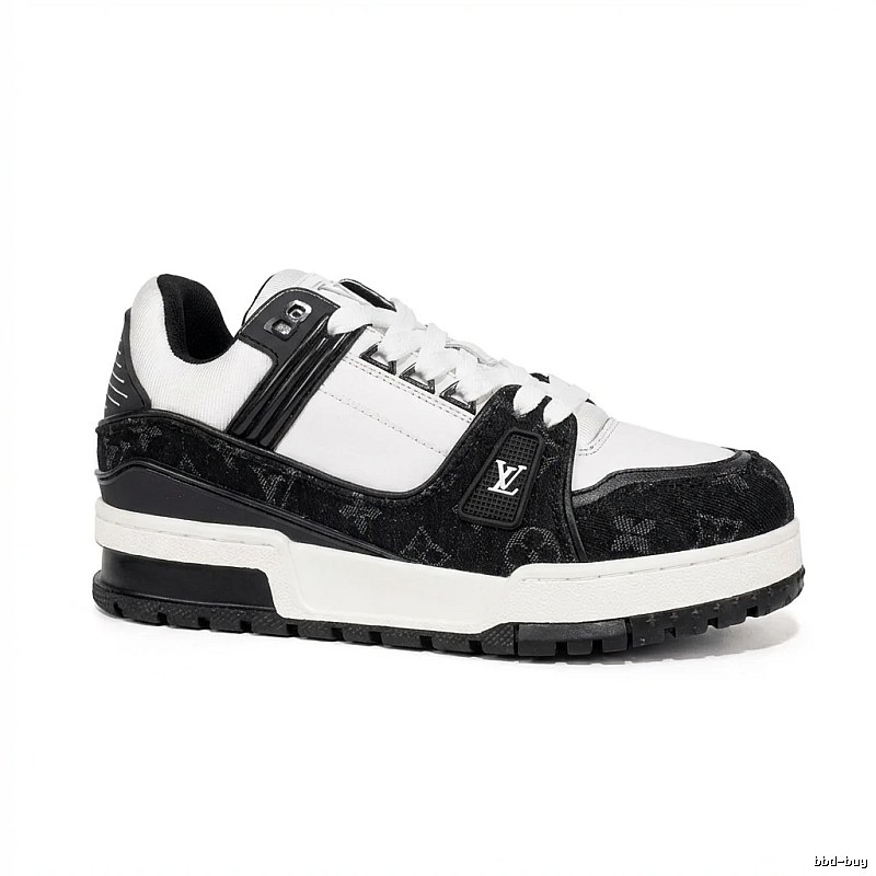 Louis Vuitton retro-style black and white sports shoes