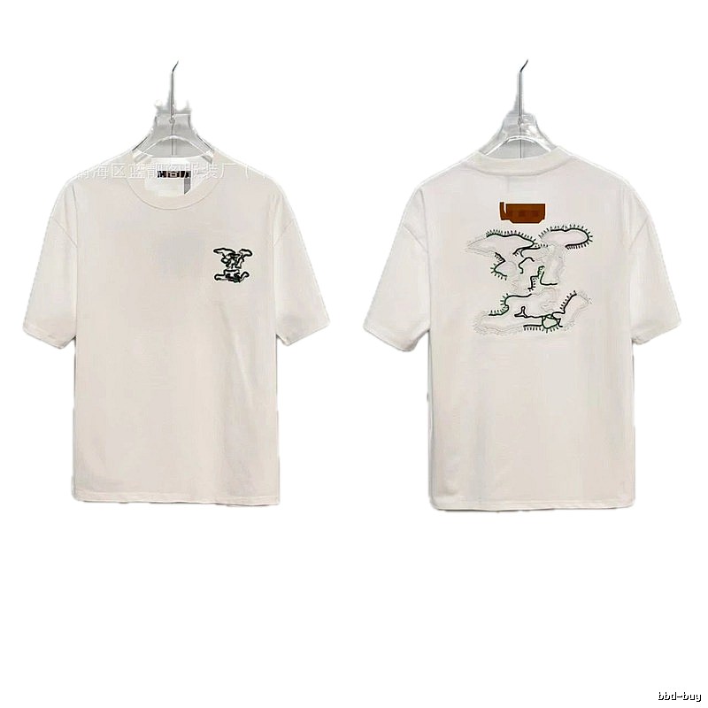 Louis Vuitton Trendy Map-Embroidered White Short-sleeve T-shirt