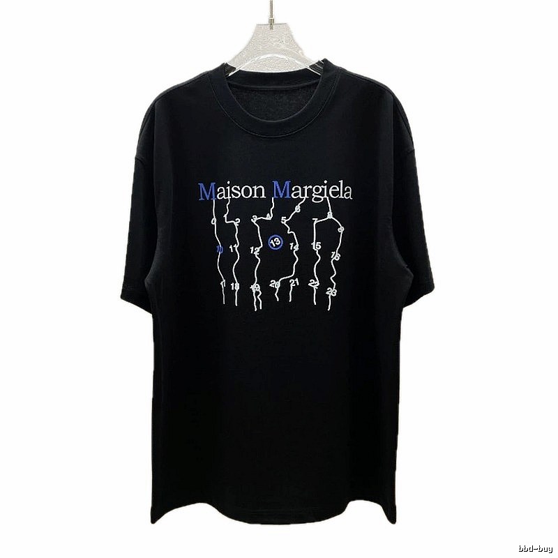 Maison Margiela Digital Embroidery Trendy Black T-Shirt