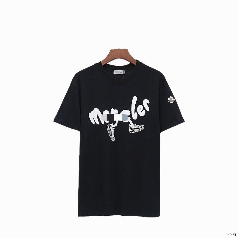 Moncler Casual Printed Black Short Sleeve T-Shirt