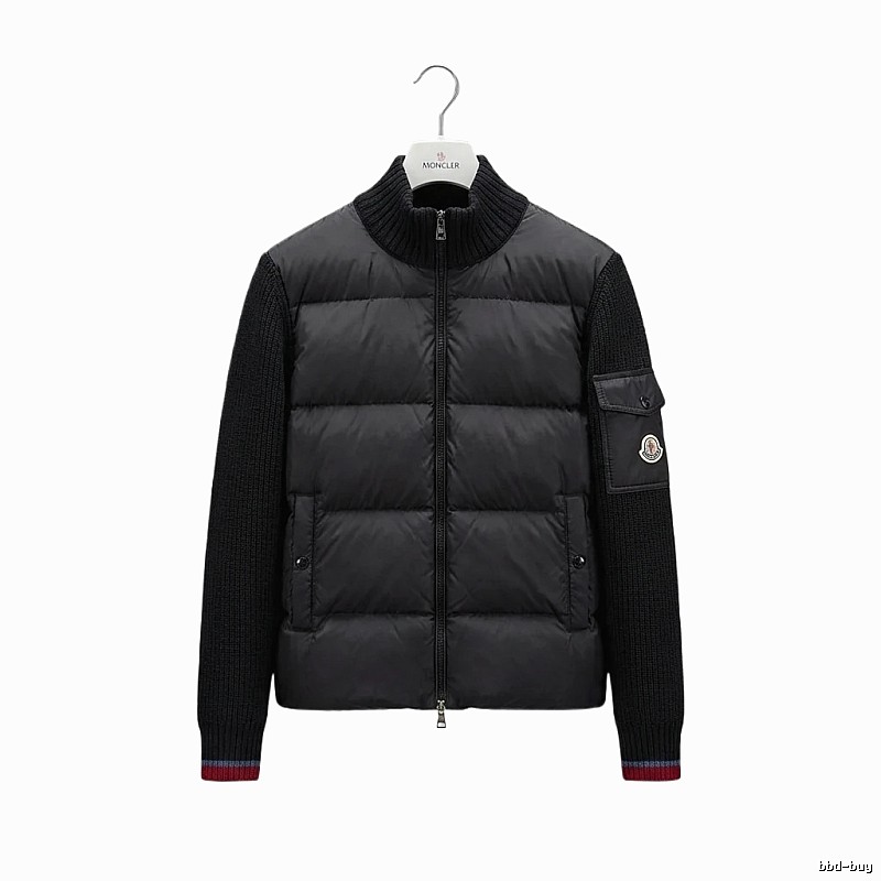 Moncler knitted and spliced black down jacket