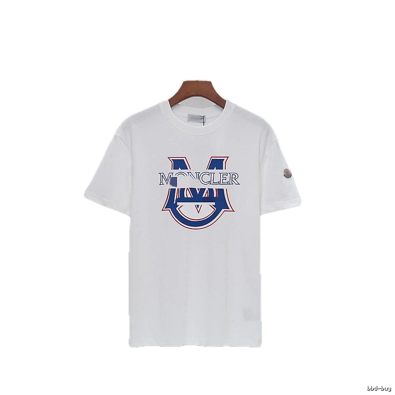 Moncler Large M Printed Casual Style White T-Shirt