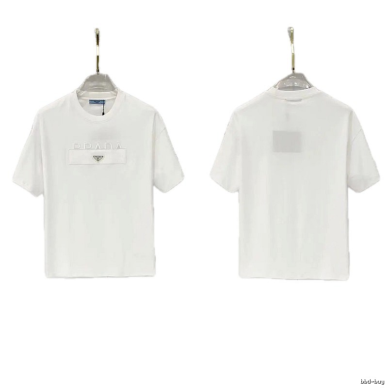 Prada Classic Triangle Logo Minimalist Style White T-Shirt