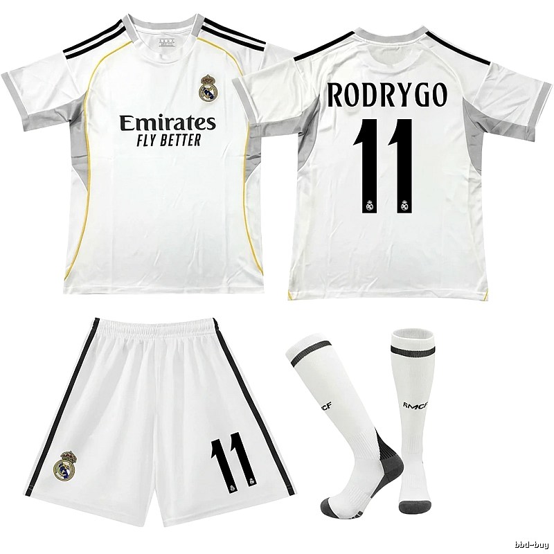 Real Madrid home white football kit set