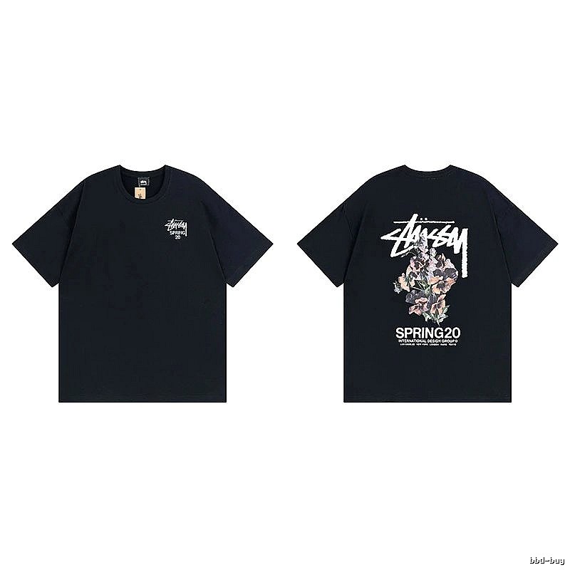 Stussy Black Spider Graphic T-Shirt Warm Weather Logo