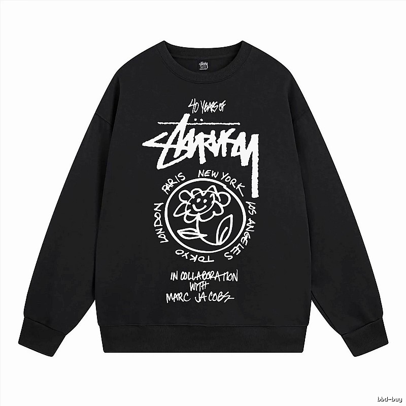Stussy Black Style 539 Graphic SweatShirt Campus Look