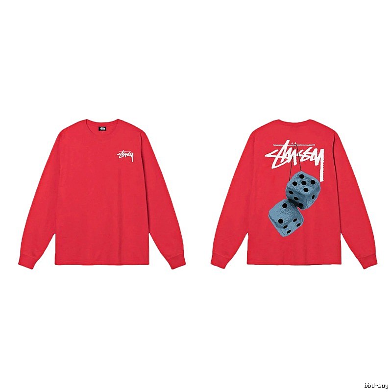 Stussy dice pattern red long-sleeved shirt