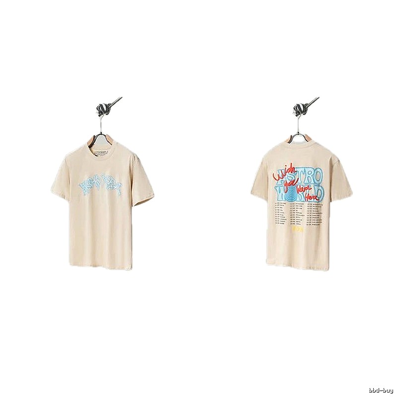 Travis Scott Astro Street Style Apricot Beige Short Sleeve T-Shirt
