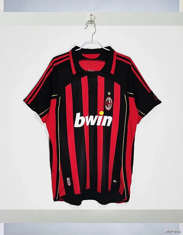 AC Milan Patterned Retro soccer jersey Red Black Striped with Polished Detail