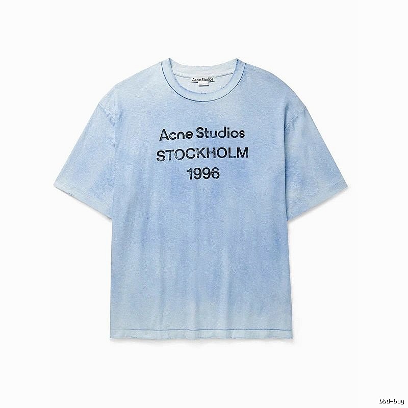 Acne Studios 2090-80 Deep Blue Style Ac908046 Stockholm Logo T-Shirt Casual Layering