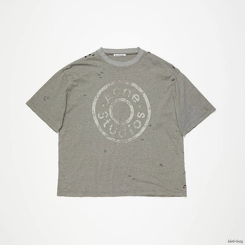 Acne Studios 2090-80 Gray Style Ac908041 Stockholm Logo T-Shirt Warm Weather
