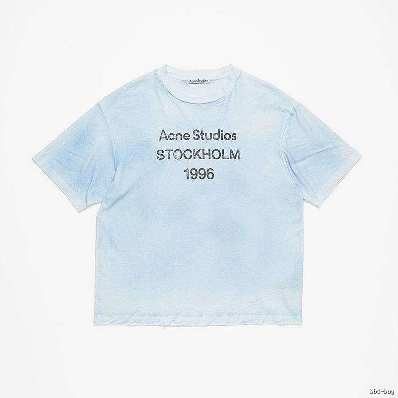 Acne Studios 2090-80 Light Blue Style Ac908046 Stockholm Logo T-Shirt Gift Ready