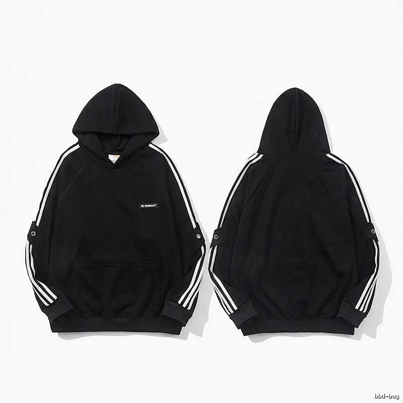 Adidas three - stripe trendy and cool black sweatshirt