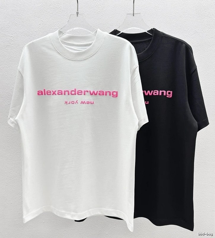 Alexander Wang Flocked Minimalist Style White Short-sleeve T-shirt