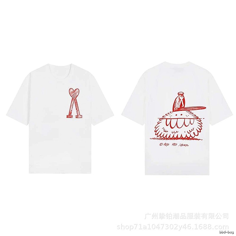 AMI cartoon printed white T-shirt