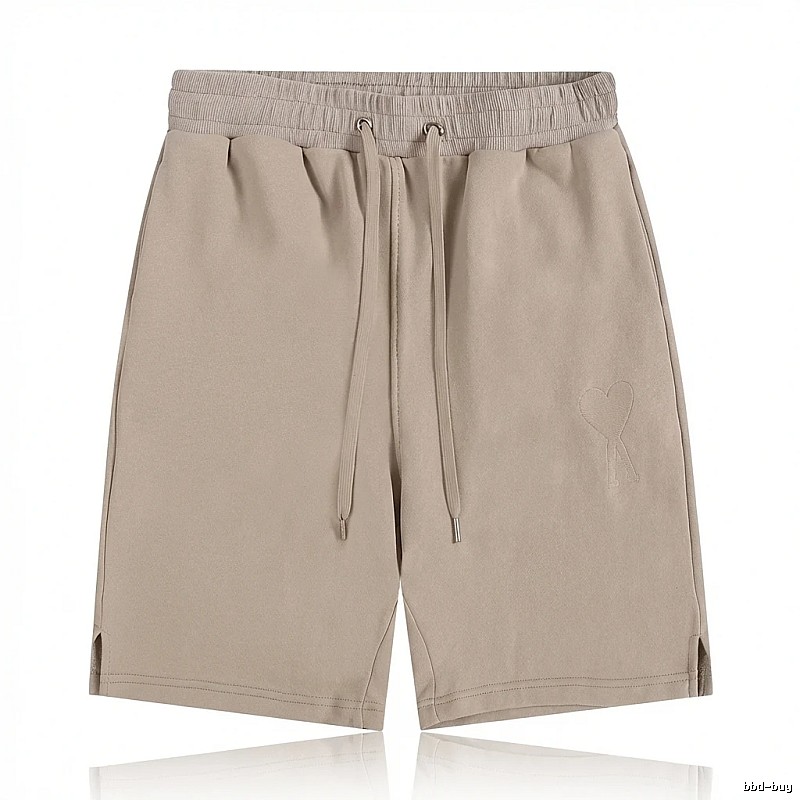 AMI Embroidered Trendy Brand Khaki Shorts