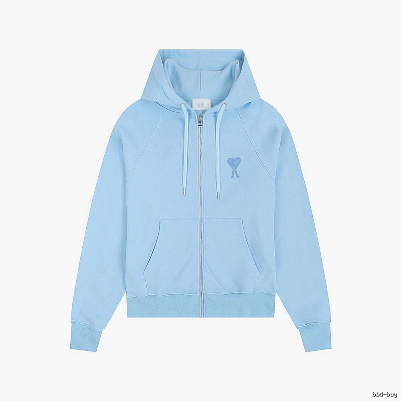 AMI Love Embroidery Light Blue Hoodie