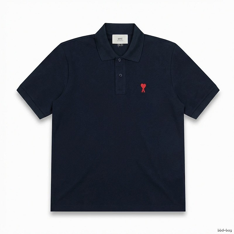 AMI Love Heart Logo Minimalist Style Polo Shirt