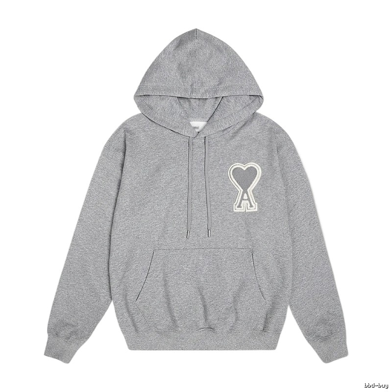 AMI Love Minimalist Style Grey Hoodie