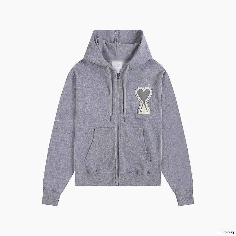AMI Love Series Grey Zip-Up Hoodie