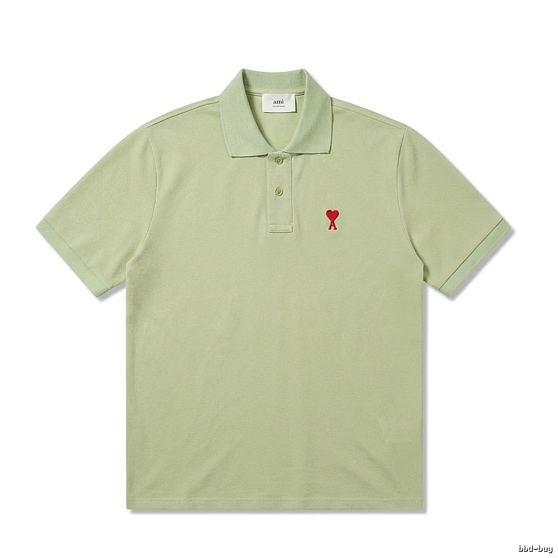 AMI Love Series Simple Style Light Green Polo Shirt