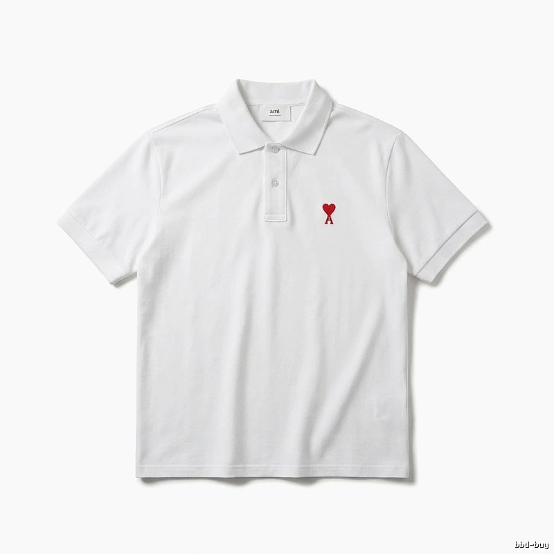 AMI Love Simple White Polo Shirt