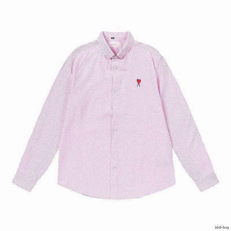 AMI Stripe Minimalist Style Pink Shirt