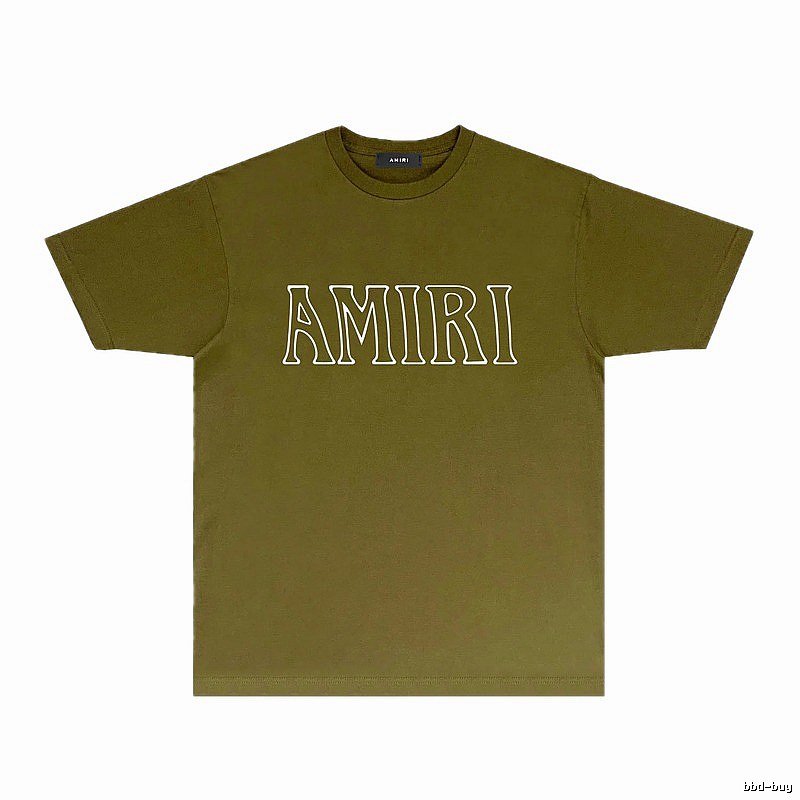 AMIRI Basic Style Trendy and Cool Olive Green T-shirt