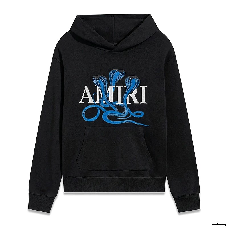 AMIRI black hoodie with snake - pattern printing