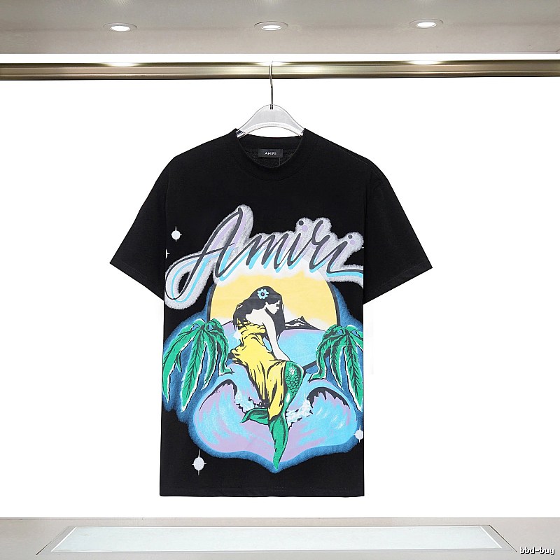 Amiri Monogram Graphic T-shirt White Blue Amiri for Casual Outfits