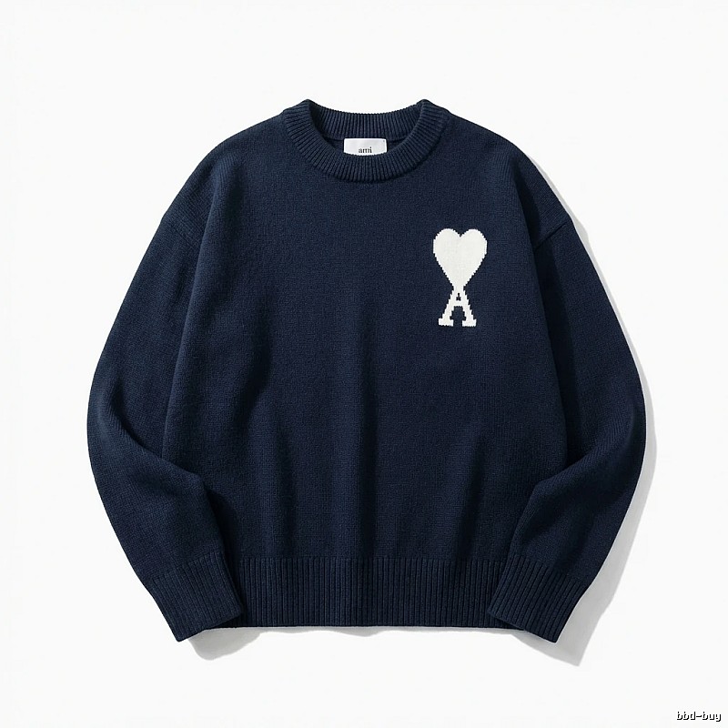 AMIRI Simple Love Style Dark Blue Sweater