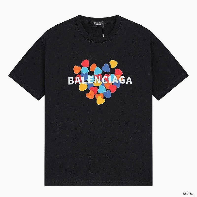 Balenciaga black T-shirt with a heart print.