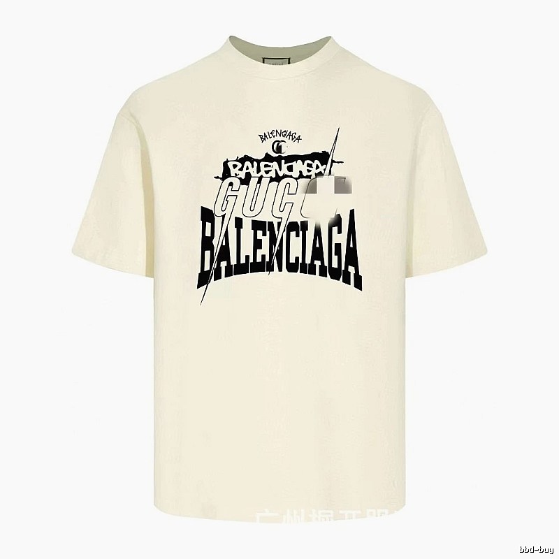 Balenciaga Co-branded Printed Street-style Off-white T-shirt