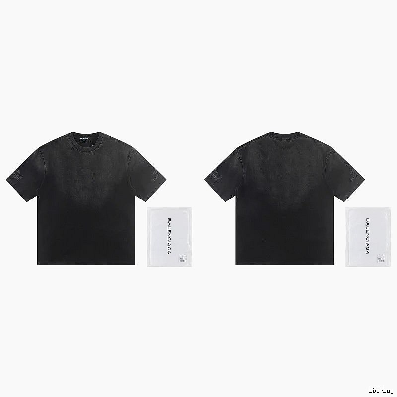 Balenciaga Distressed Street Style Black Short-Sleeve T-Shirt