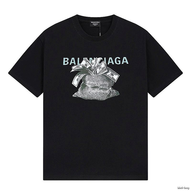 Balenciaga Dollar Print Street Style Black T-Shirt